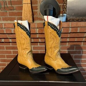 Yellow and Green Western Cowboy Boots